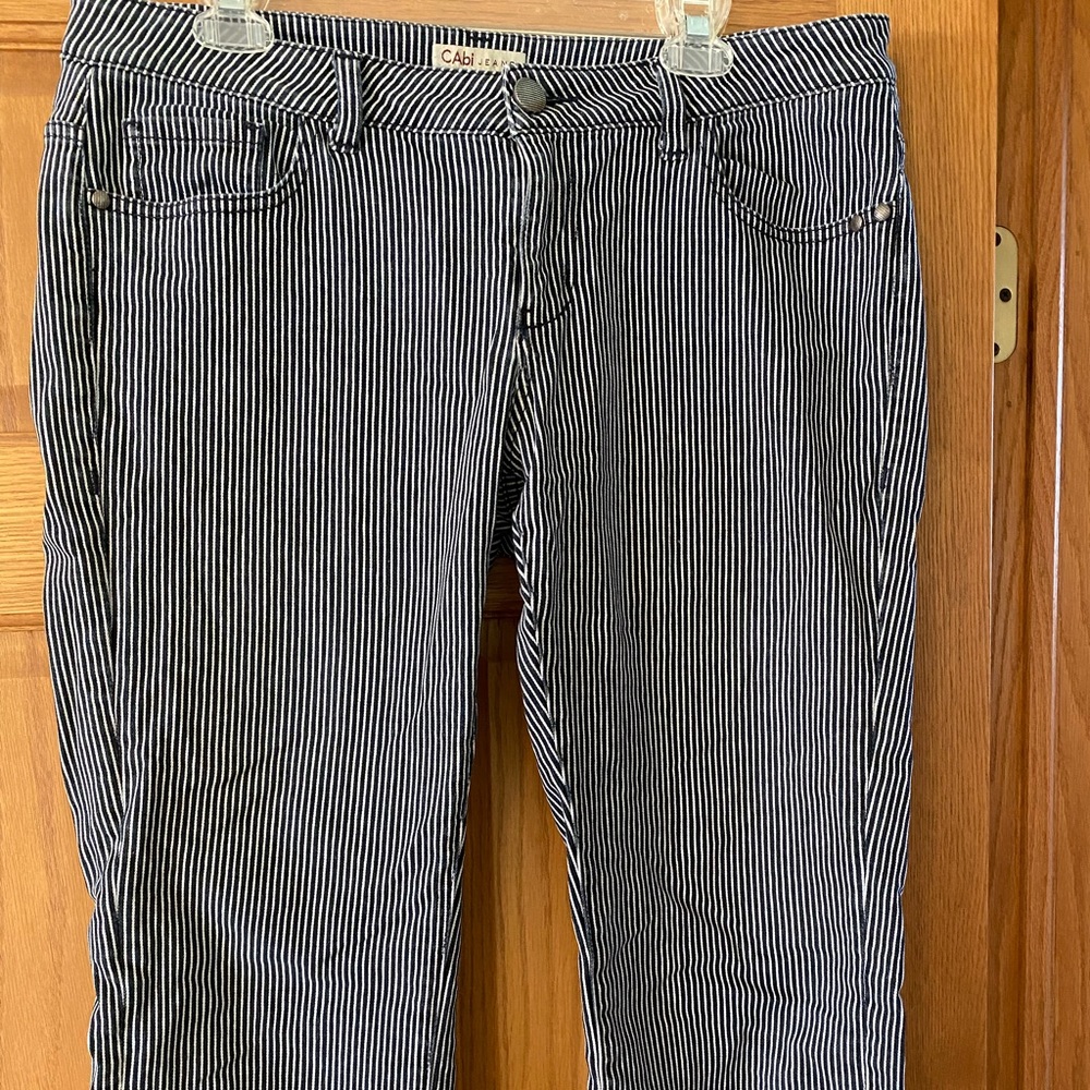 CAbi striped railroad cropped jean size 10